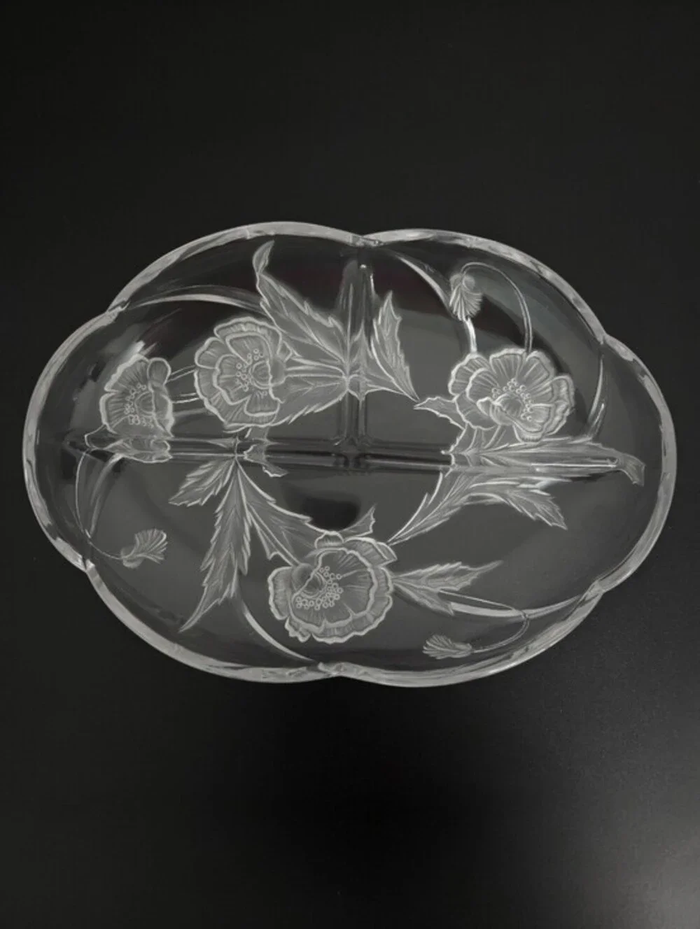 Mikasa Floral Savoir Vivre California Poppies‎ Oval Divided Glass Dish